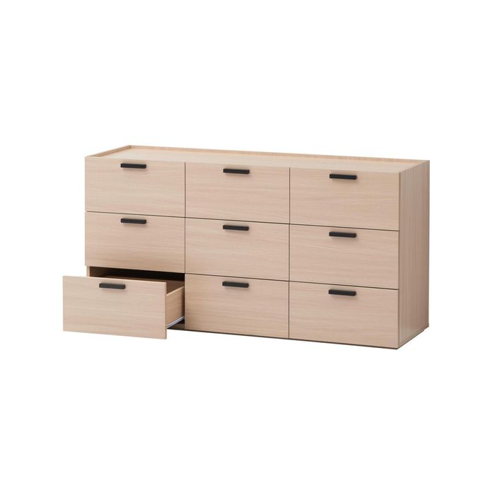 Marlon Chest 9 Drawers Modern Lowboy Storage Dresser Storage Cabinet woodgrain