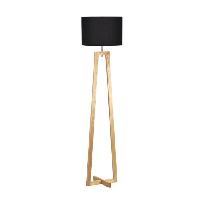 Urban Style Dana Floor Lamp Fabric Shade Tripod Timber Base Decor Black