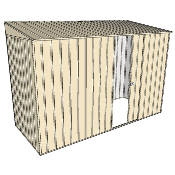 Build-A-Shed 1.2 x 3.0 x 2.0m Skillion Single Sliding Side Door Shed - Cream