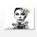 Black and White Fashion Girl Print 100% Australian Made 75x50cm (Stretched Canvas)