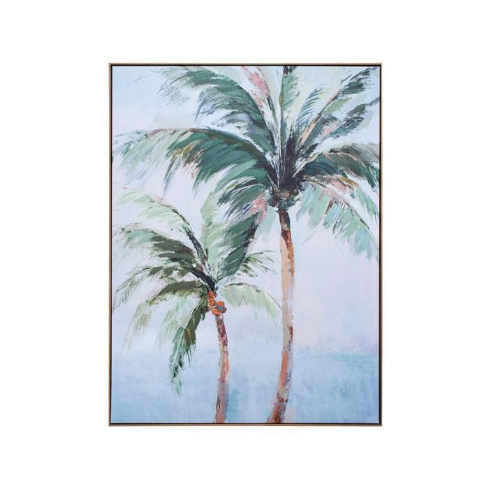 LVD Framed Canvas/Resin 90x120cm Palm Pair Wall Hanging Art