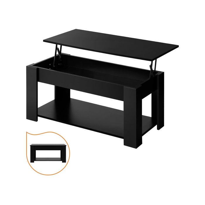 Oikiture Black Lift Up Top Coffee Table