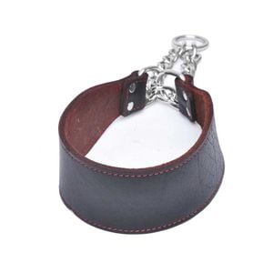 CottonMore Top Quality Handmade Genuine Leather Adjustable Chain Pet Dog Collar - Small
