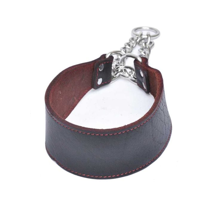 CottonMore Top Quality Handmade Genuine Leather Adjustable Chain Pet Dog Collar - Small