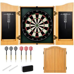 Advwin 18" Dartboard, Dartboard Cabinet Set with Chalk Scoreboard & Eraser, Includes 6 Steel-Tip Darts, Wall/Door Mountable
