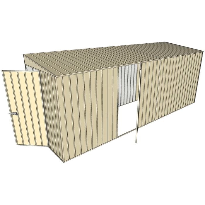 Build-a-Shed 1.5 x 5.2 x 2m Hinged Door Tunnel Shed With Hinged Side Door - Cream