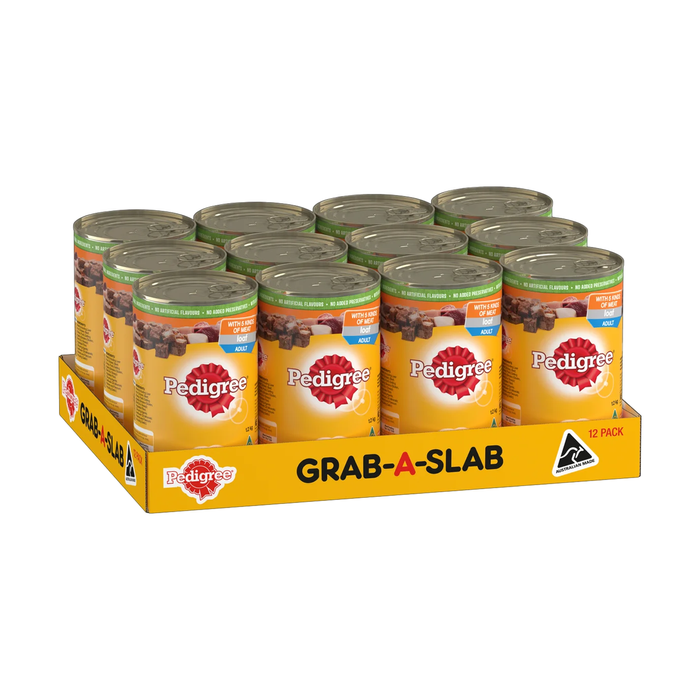 Pedigree Grab-A-Slab 1.2kg Adult Wet Dog Food - 12 Cans