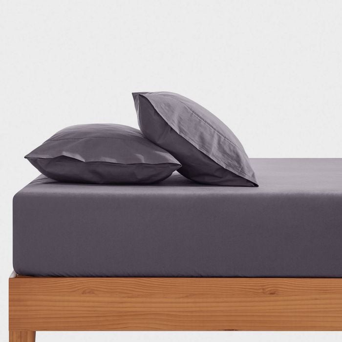 Dreamaker 300tc Cotton Percale Combo Fitted Sheet Set Charcoal Queen Bed