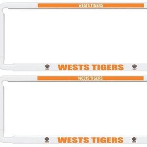 NRL Car Number Plate Frame - Set Of Two - West Tigers - Front/Back
