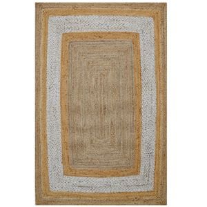 Handwoven Natural Jute Rug-Border 1126-Natural Ivory-190x280cm