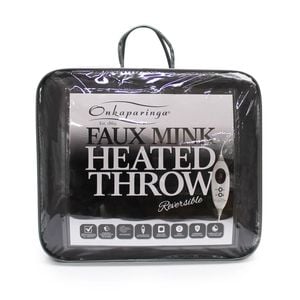 Onkaparinga Faux Mink Heated Throw/Electric Blanket w/LED Heat Control Charcoal