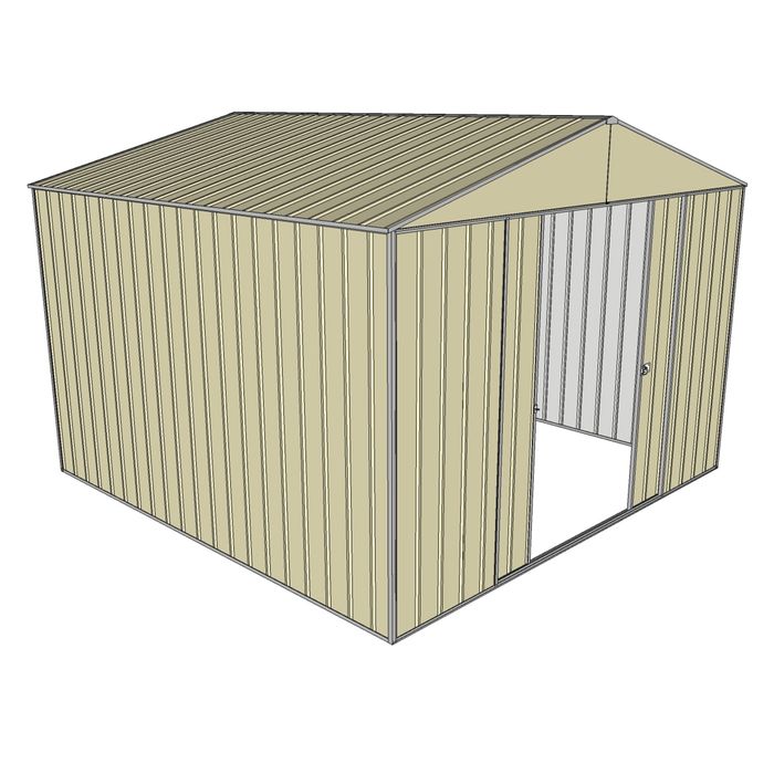 Build-a-Shed 3.0 x 3.0 x 2.3m Double Sliding Door Shed - Cream