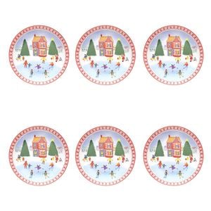 6PK Porto Porcelain Night Before Dinner Plate 20cm Ice Skating