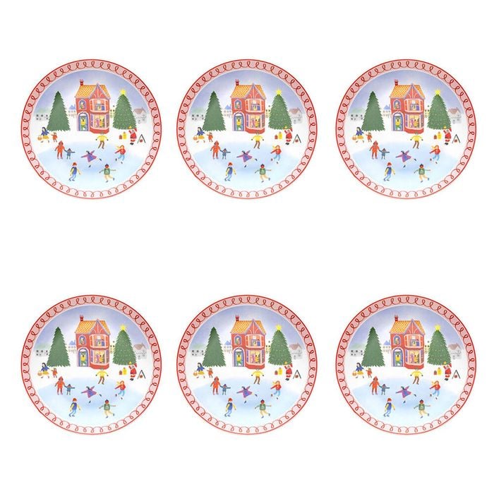 6PK Porto Porcelain Night Before Dinner Plate 20cm Ice Skating