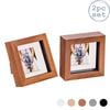 Nicola Spring Acrylic 3d Box Photo Frames With 2" X 2" Mounts - 4" X 4"  - Dark Wood - Pack Of 2