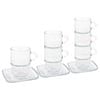 LAV 12pc Cozy Stacking Glass Coffee Cups & Saucers Set - 350ml
