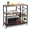 Costway Retro Microwave Oven Shelf Rack Kitchen Island Trolley Cart Buffet