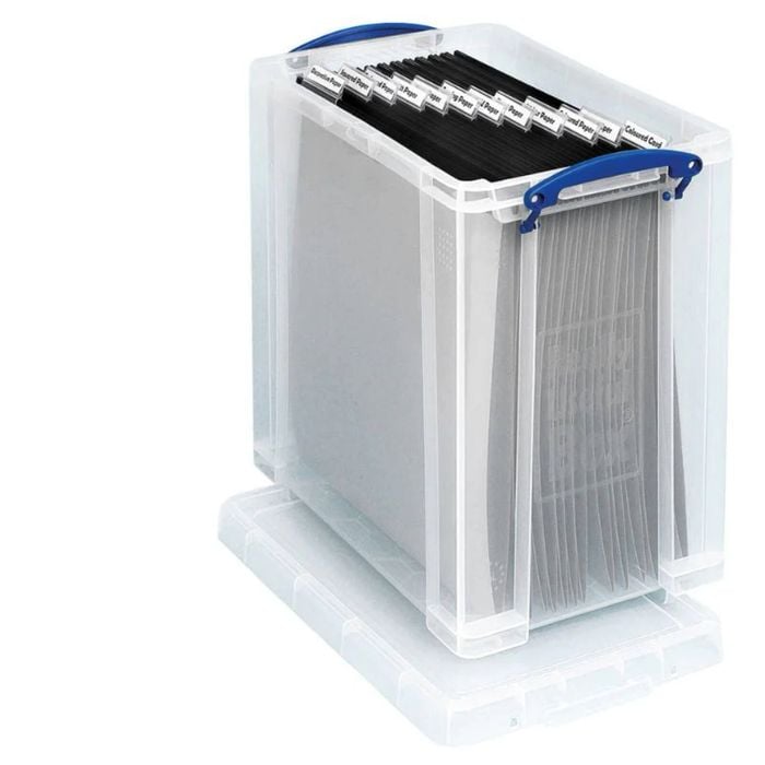 Really Useful Box - 25 Litre Clear with 10 Suspension Files