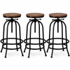 Artiss 3x Bar Stool Backless Swivel Wood Counter Barstools 70-90cm Height Adjustable