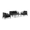 Bronte 2+1+1 Outdoor Aluminium Lounge Setting Charcoal With Coffee Table & Denim Grey Cushions