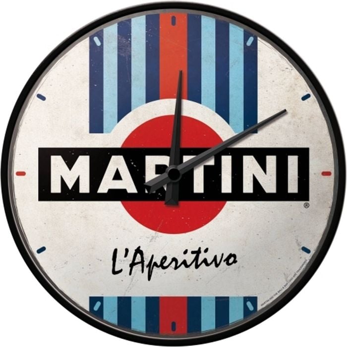 Nostalgic Art 30cm Martini L'Aperitivo Racing Stripes Round Wall Clock