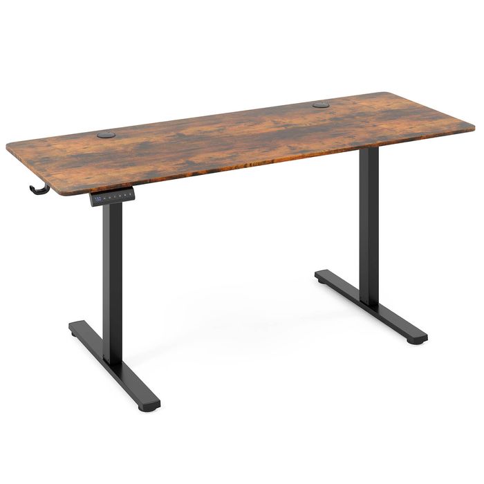 Costway 1.6m Adjustable Electric Sit Stand Desk W/control Panel Office Table Brown