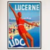 Galrie Lucerne Lido Switzerland Vintage Travel Poster Stunning Wall Art for Home, Office, Black Frame, A0 84 x 119cm (33x47inch)