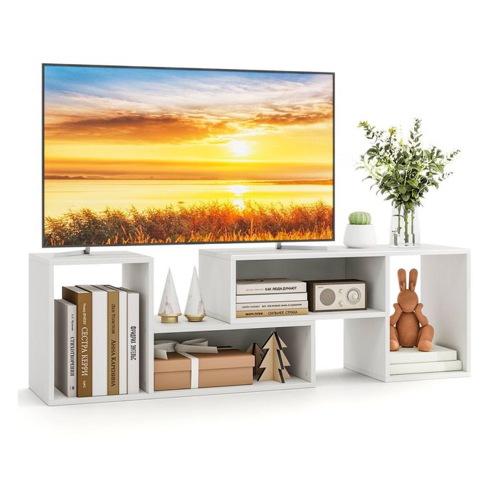 Costway 2PCS L-shaped TV Cabinet Entertainment Unit Display Shelf White