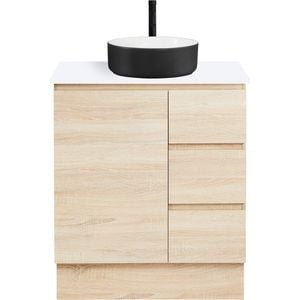 CIBO 750mm Coast Veneer Nordic Full Height Bathroom Vanity With Black And White Basin