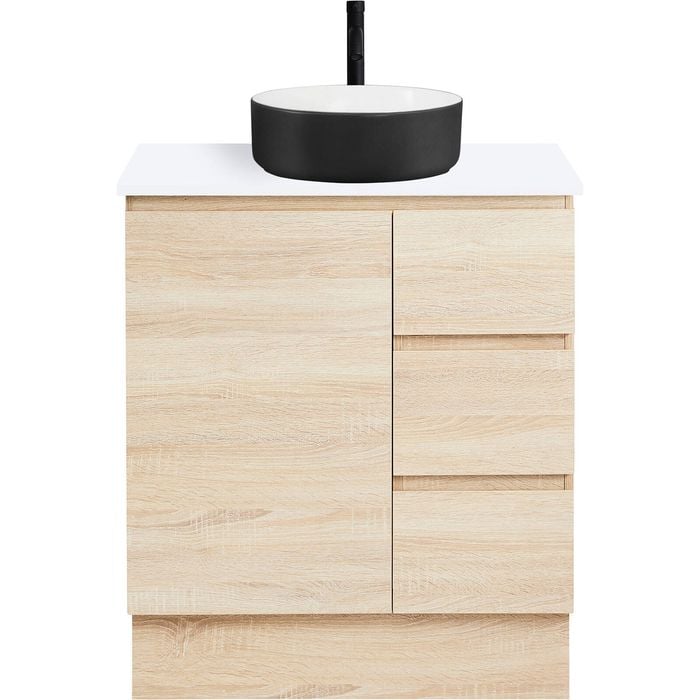 CIBO 750mm Coast Veneer Nordic Full Height Bathroom Vanity With Black And White Basin