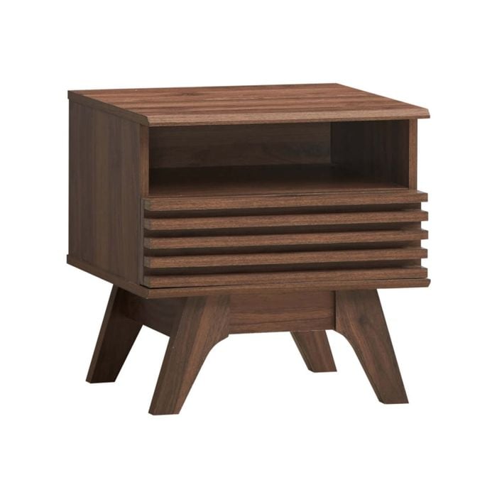 Karyn Wooden Open Shelf Nightstand Side Bedside Table W/ 1-drawer - Walnut
