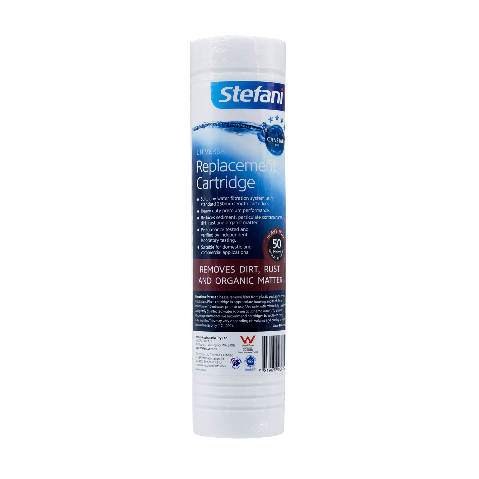Stefani 50 Micron 250mm Heavy Duty Universal Replacement Filter - Twin Pack thumbnail 2