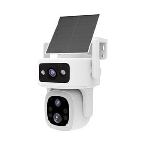 Laser Dual Lens 4G Outdoor Security Camera With Solar Panel (White)