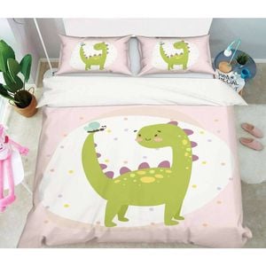 3D Cute Dinosaur Butterfly 023 Bed Pillowcases Quilt King Size