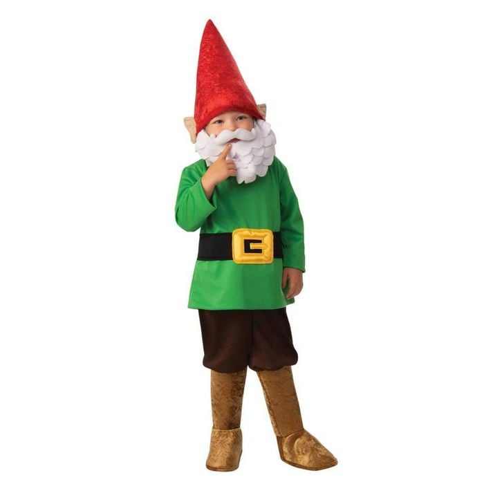 Kids Garden Gnome Halloween Costume – Book Week Fairy Tale Outfit with Hat, Beard and Belt Green Colour, Small