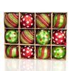 Catzon 12 Pcs Christmas Ball Ornaments 8CM Hand-Painted Shatterproof Baubles-Red Green