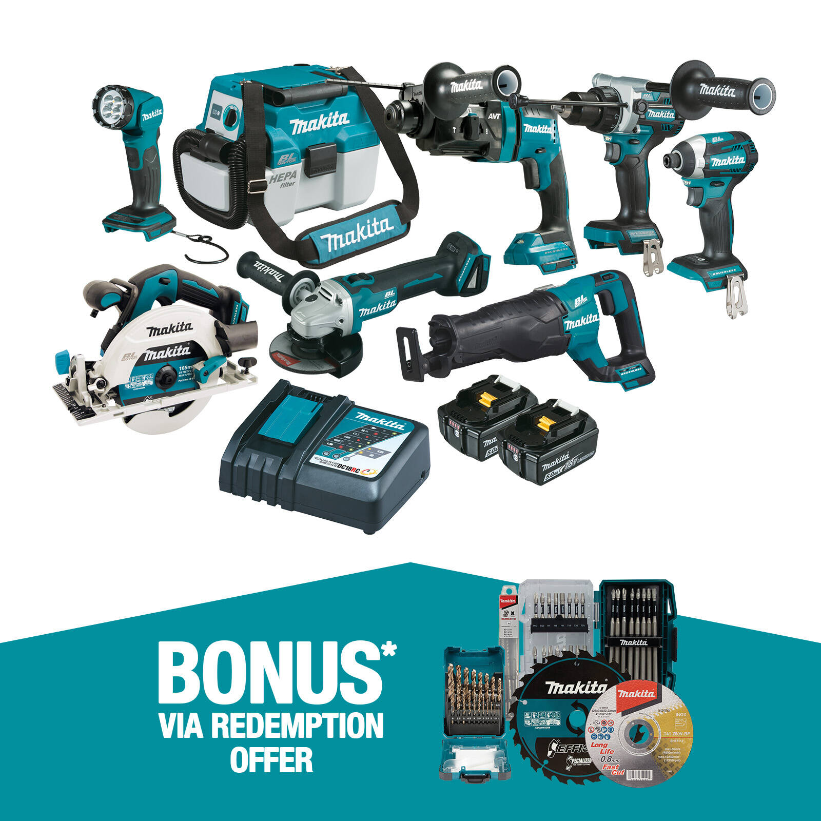 Makita 18V Brushless 8 Piece Combo Kit DLX8044TX1 product image
