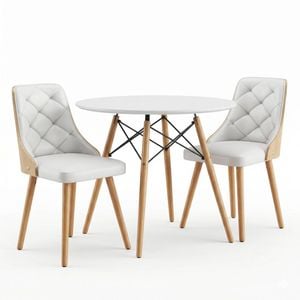 Artiss Dining Table And Chairs Set 3pcs 90cm 2 Seater Round Dining Set For Dining Room White