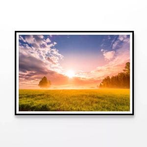 Sunrise, Forest with Meadows  Print 100% Australian Made 120x90cm  (Poster)