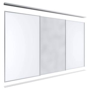 Lugna 2100 x 2701-3600mm Clear Anodised 1 Mirror 2 Melamine Wardrobe Triple Sliding Doors