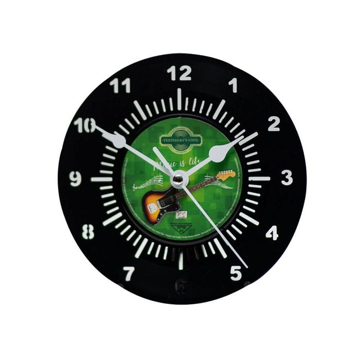 Yesterday’s Vinyl Deskclock Guitar Music Is Life 18cm