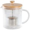 Euroline Glass Tea Pot With Infuser & Bamboo Lid 1l