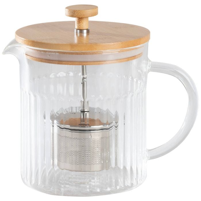 Euroline Glass Tea Pot With Infuser & Bamboo Lid 1l