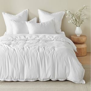 Natural Home Bamboo Tailored Quilt Cover Set White Super King Bed