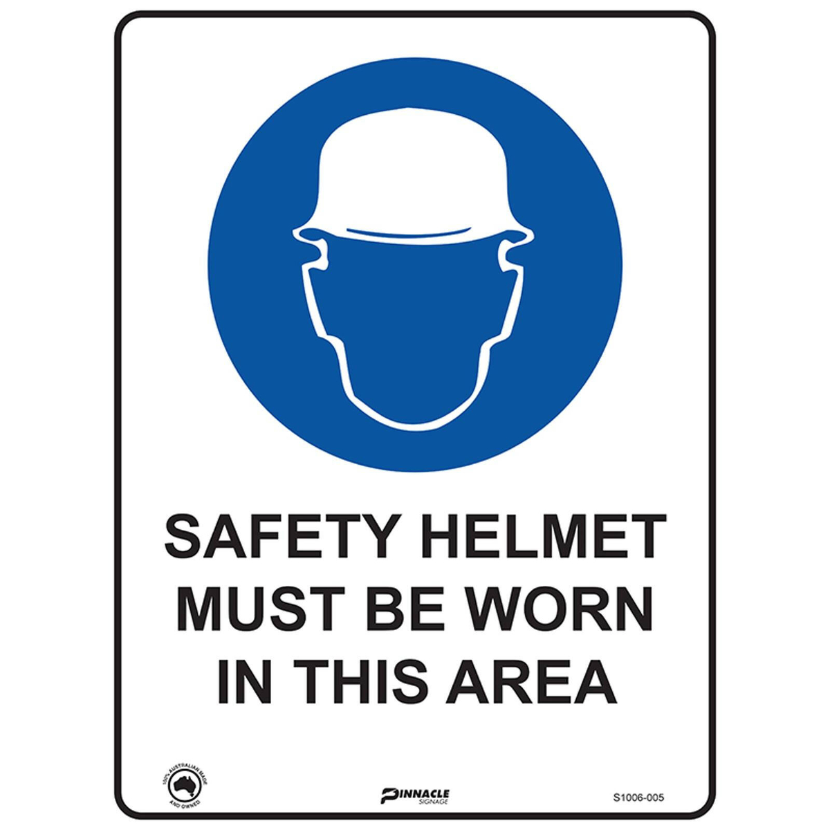 Pinnacle 400 x 300mm Metal Safety Helmet Must Be Worn In This Area Sign ...