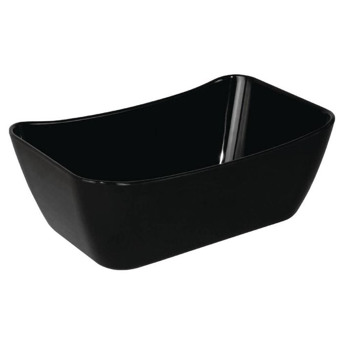 Olympia Kristallon Melamine Curve Crock 1/4GN Black 100mm x 163mm x 265mm Buffet Display Food Serving Storage Dish