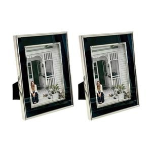 2PK SS Collective Black With Silver Trim Plated Photo Frame Rectangle 4x6