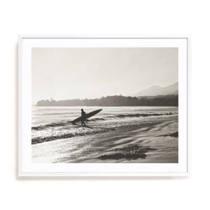 Artey | BW Surfer - Framed Print - White Frame - 90 x 110cm