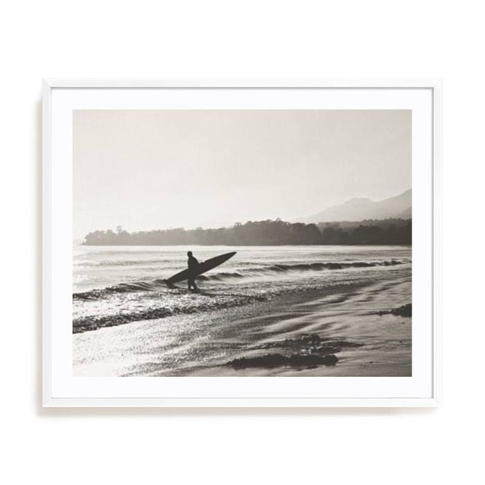 Artey | BW Surfer - Framed Print - White Frame - 90 x 110cm