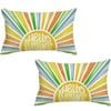 Catzon 2 Pcs Summer Lumbar Pillow Covers Linen Pillowcase for Home Decor-Set 44